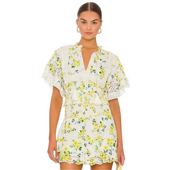 Alice + Olivia Tabitha Eyelet Set - Floral Crop Top (Large)& Skirt Set (10)
